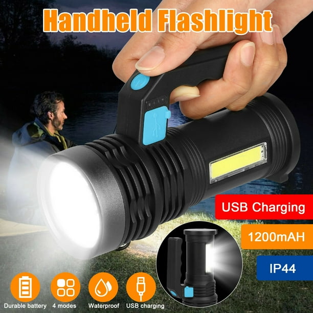 Long Range Strong Searchlight LED Flashlight with COB Sidelight USB Rechargeable Long Range Strong Searchlight LED Flashlight with COB Sidelight USB Rechargeable